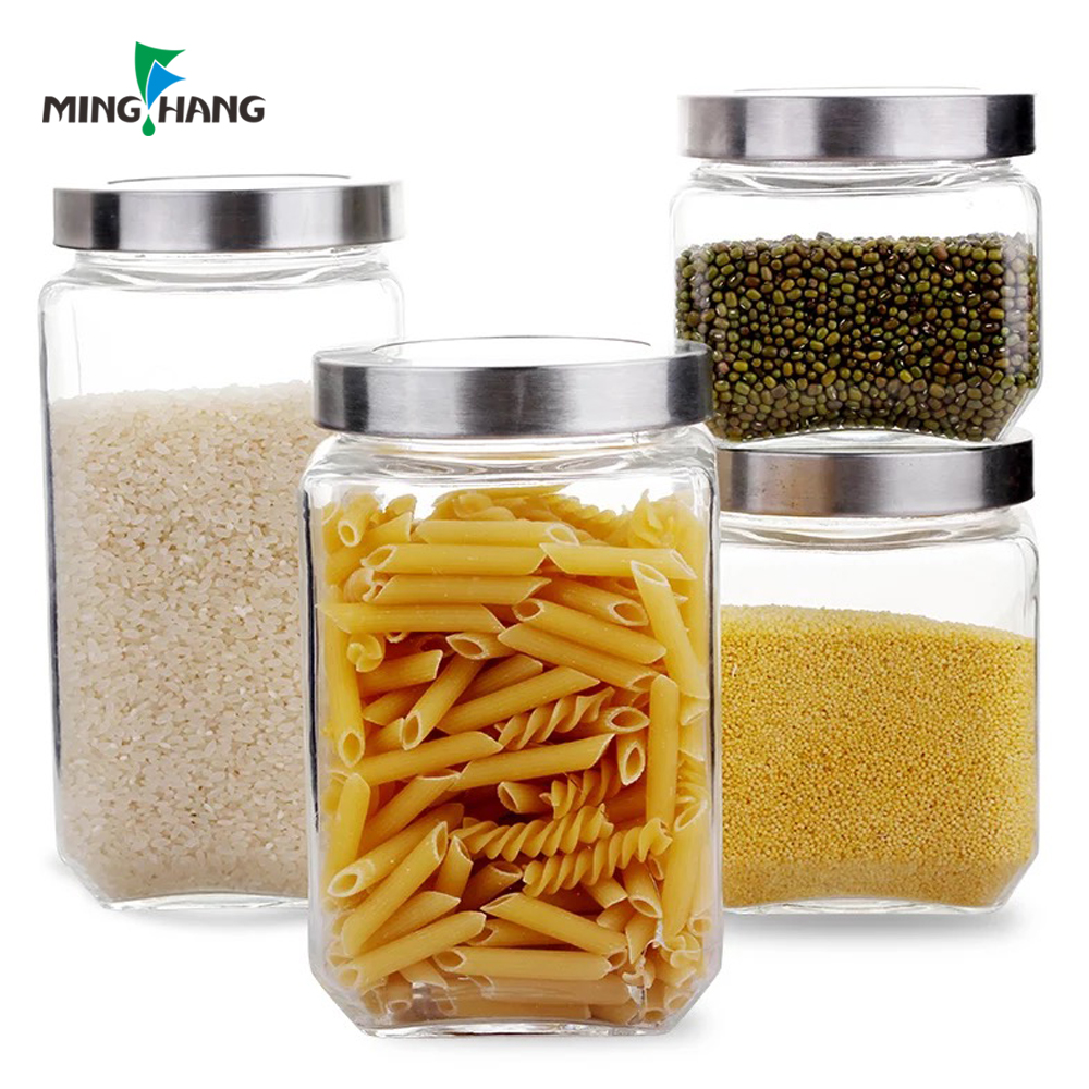 High quality food storage glass jars for canning preserve with metal screw top lid wholesale
