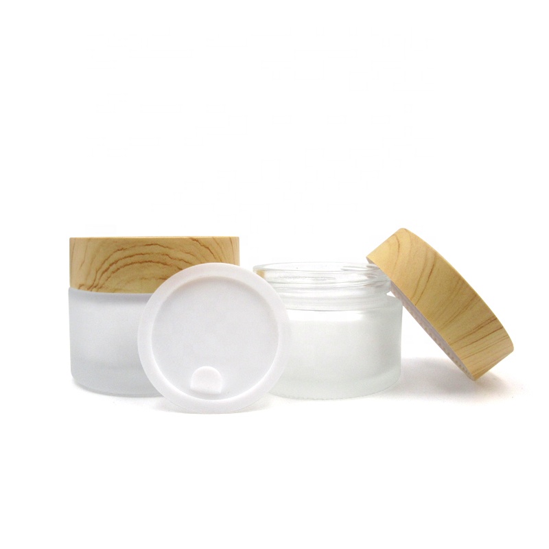 High quality free sample cosmetic container refillable round 5g 10g 20g 30g 50g 100g clear frosted glass cream jars