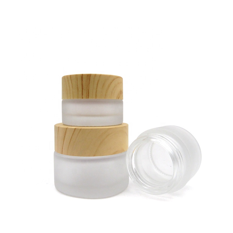 High quality free sample cosmetic container refillable round 5g 10g 20g 30g 50g 100g clear frosted glass cream jars