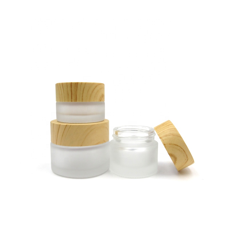 High quality free sample cosmetic container refillable round 5g 10g 20g 30g 50g 100g clear frosted glass cream jars