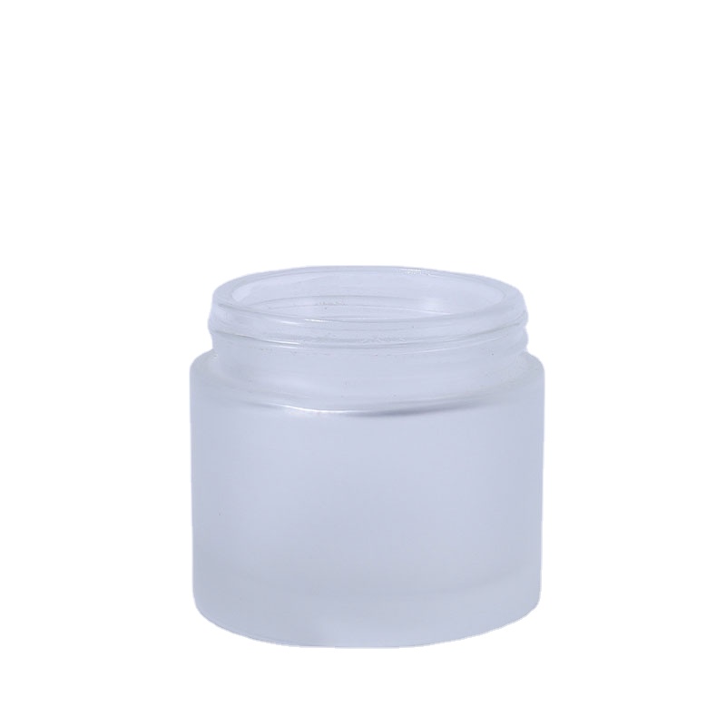 High quality frosted glass round cream container jars with rose gold lid