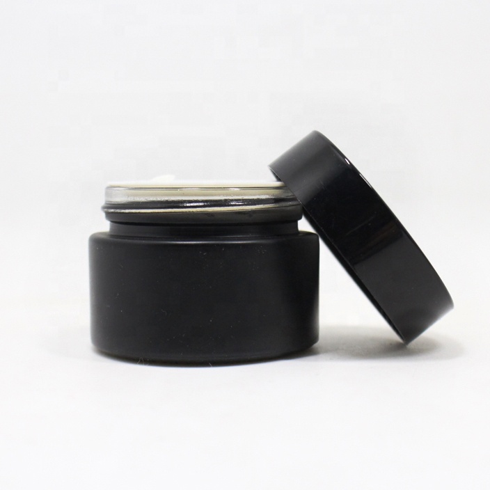 High quality glass jar cosmetic packaging glass cosmetic jar 2oz amber cream jar with black lid 20g 30g 50g 100g