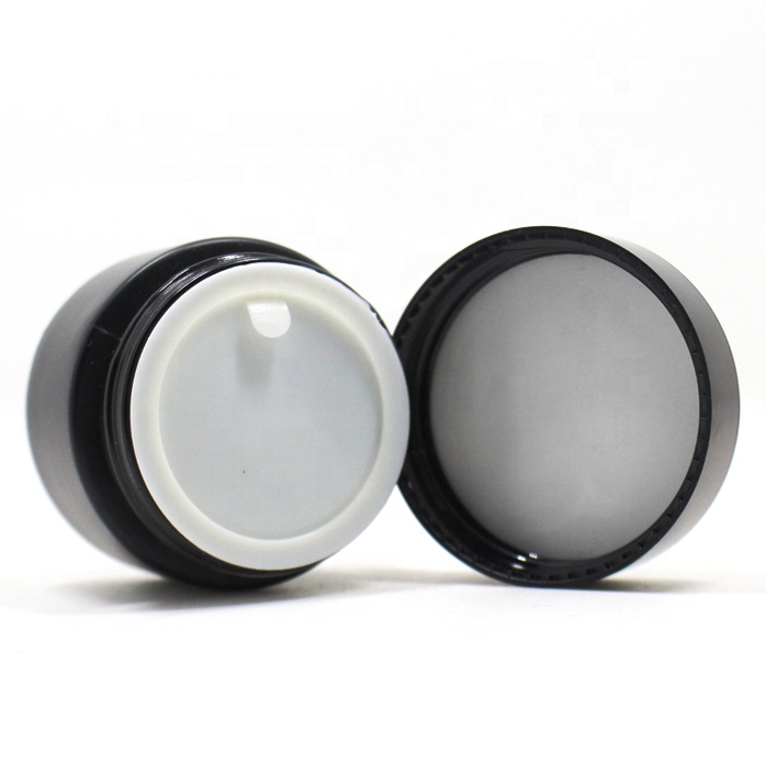 High quality glass jar cosmetic packaging glass cosmetic jar 2oz amber cream jar with black lid 20g 30g 50g 100g