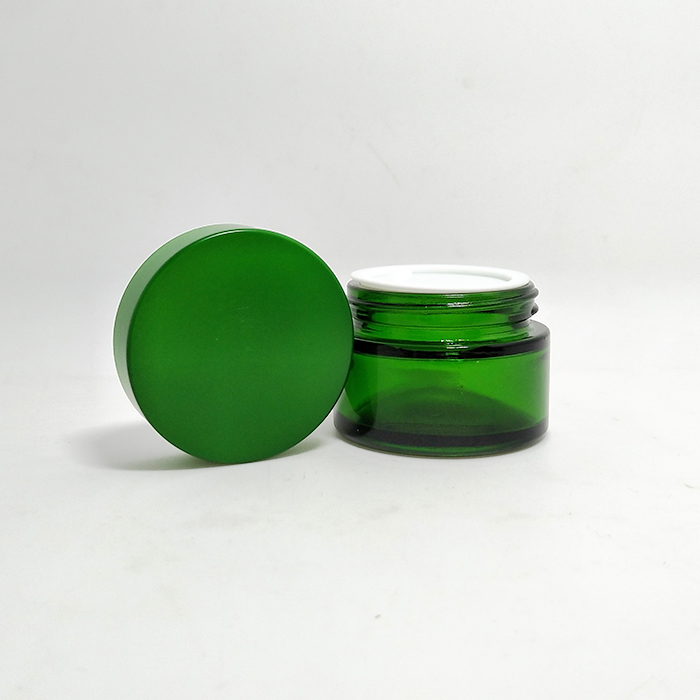High quality green colored glass jar suppliers 50g frosted glass jar 5g 10g 15g 20g 30g 50g 100g 200g