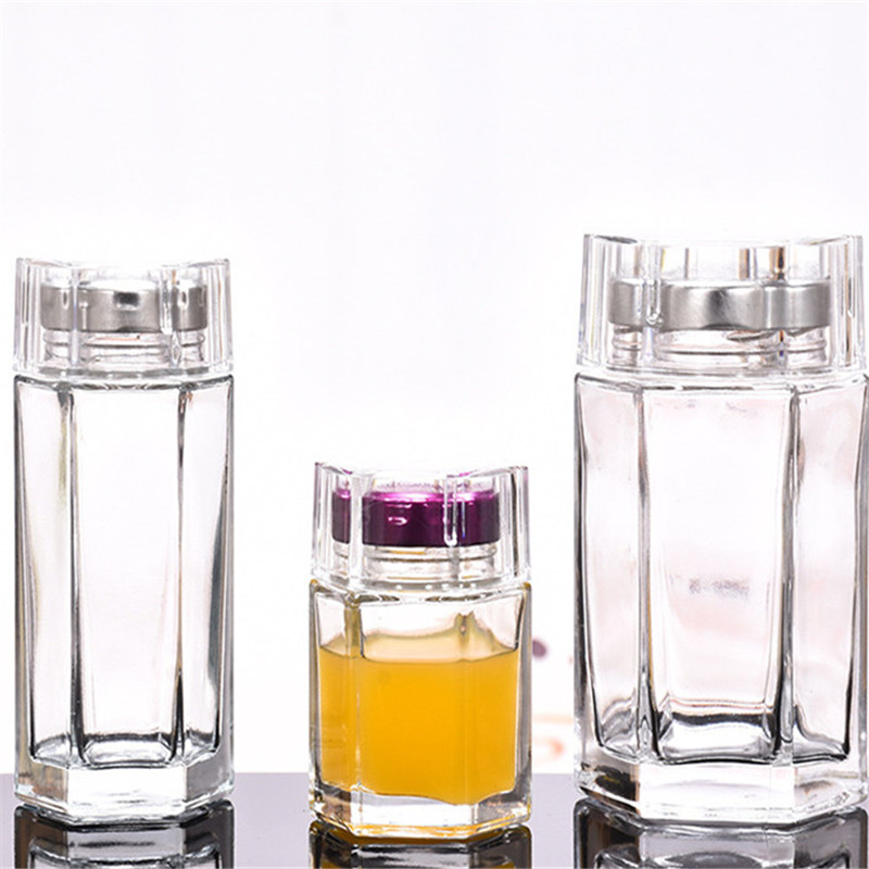 High quality hexagonal glass jar storage bottle honey jar with lid