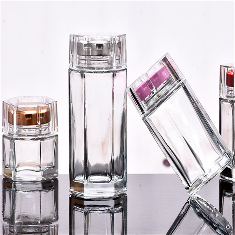 High quality hexagonal glass jar storage bottle honey jar with lid