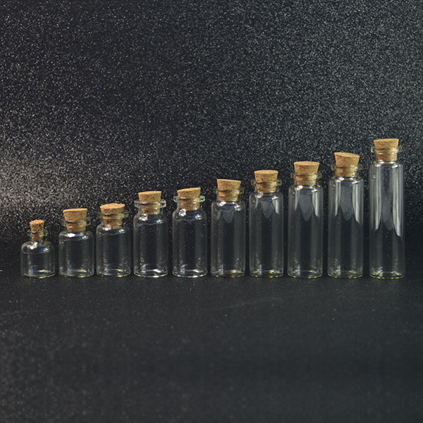 High quality hot sale 3ml small glass bottle with cork top in stock