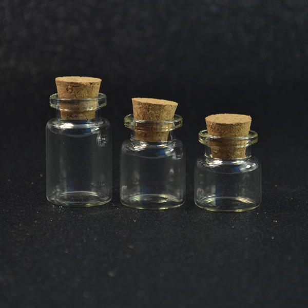 High quality hot sale 3ml small glass bottle with cork top in stock
