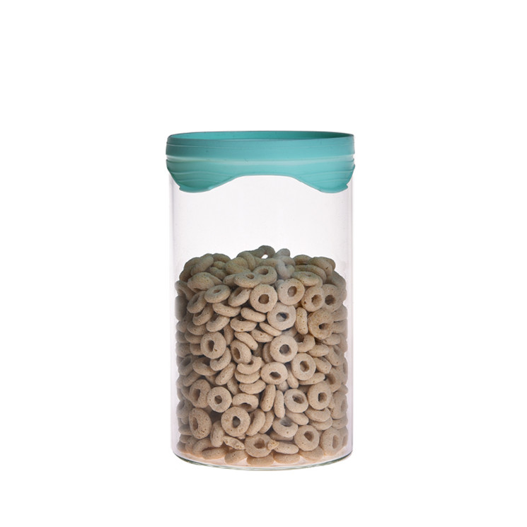 High quality large wide deep canister set of 5 glass food storage jar with airtight lid