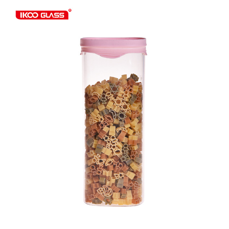High quality large wide deep canister set of 5 glass food storage jar with airtight lid