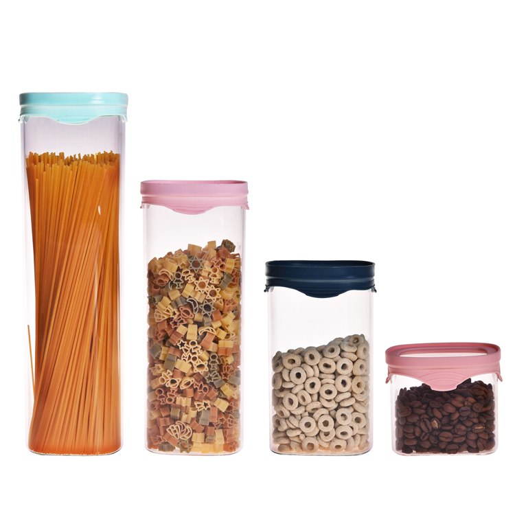 High quality large wide deep food storage canister jar set with glass lid