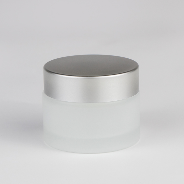 High quality lotion container 15 ml 20 ml 30 ml 50 ml 100 ml round clear frosted glass cosmetic cream jar with silver lid