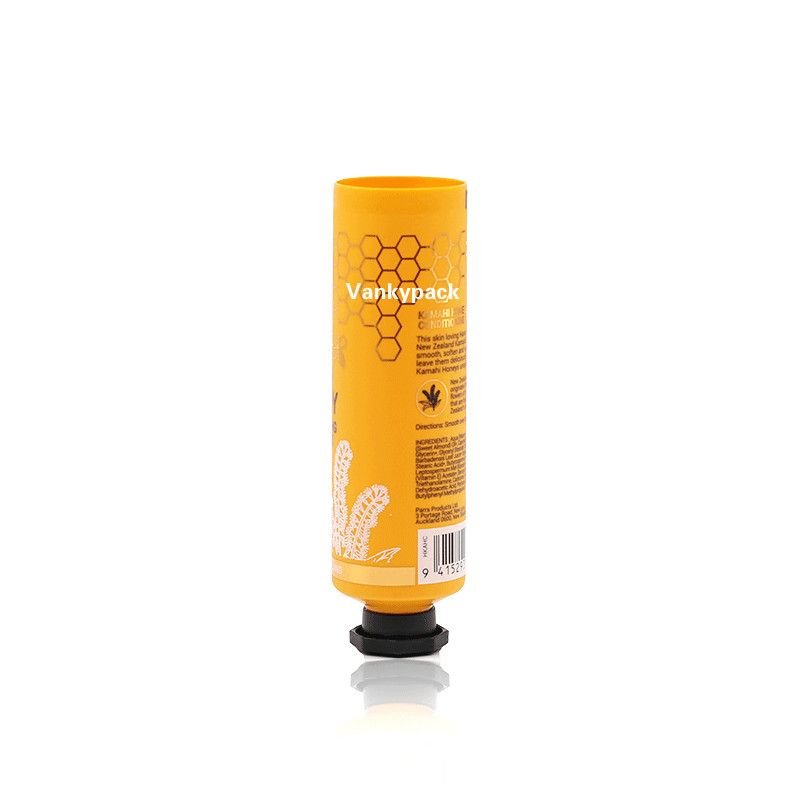 High quality luminous yellow empty hand cream tube PE plastic cream cosmetic tube with octagon screw cap