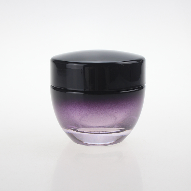 High quality luxury 15g 50g purple black cosmetic luxury glass jar for facial cream