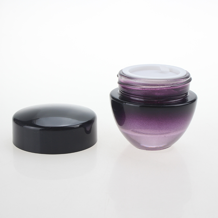 High quality luxury 15g 50g purple black cosmetic luxury glass jar for facial cream