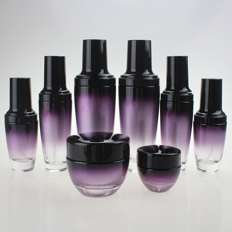 High quality luxury 15g 50g purple black cosmetic luxury glass jar for facial cream