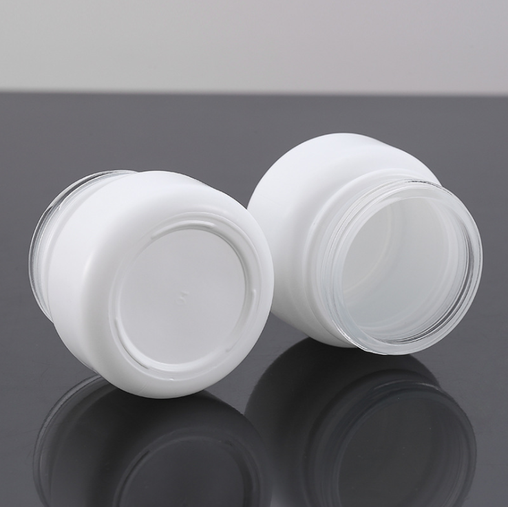 High quality luxury 50g white thick glass facial cream jar cosmetic traval can in stock