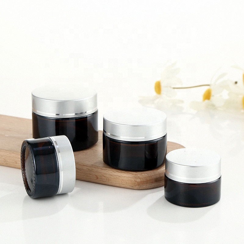 High quality luxury 5g 10g 15g 20g 30g 50g 60g 100g 250g amber glass cosmetics cream lotion jars