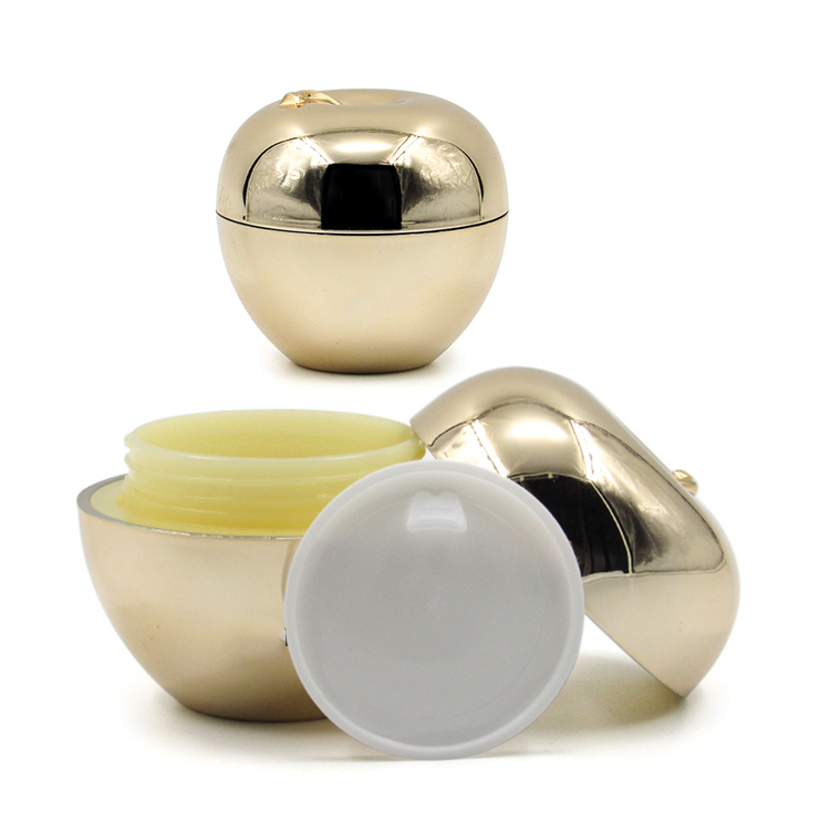 High-quality luxury cream plastic acrylic jars cosmetics jars Apple-shaped cosmetic container with handle