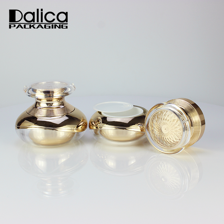 High quality luxury gold plastic 15ml 30ml 50 ml cosmetic jar