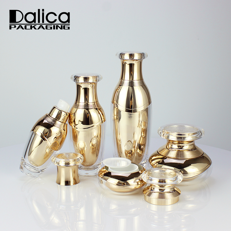 High quality luxury gold plastic 15ml 30ml 50 ml cosmetic jar