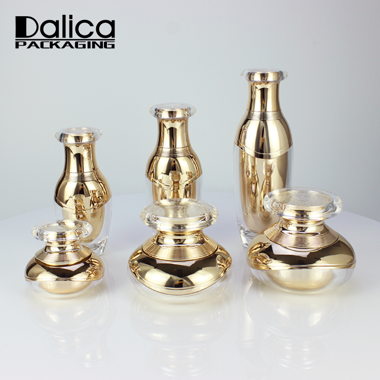 High quality luxury gold plastic 15ml 30ml 50 ml cosmetic jar