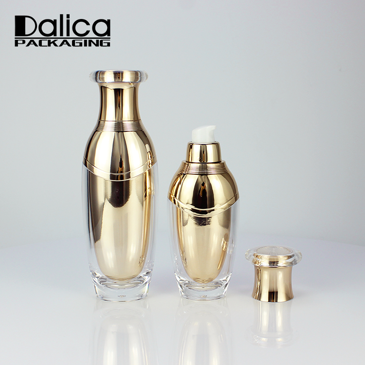 High quality luxury gold plastic 15ml 30ml 50 ml cosmetic jar