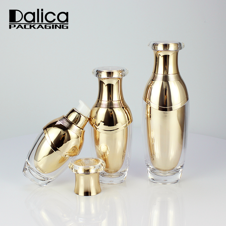 High quality luxury gold plastic 15ml 30ml 50 ml cosmetic jar