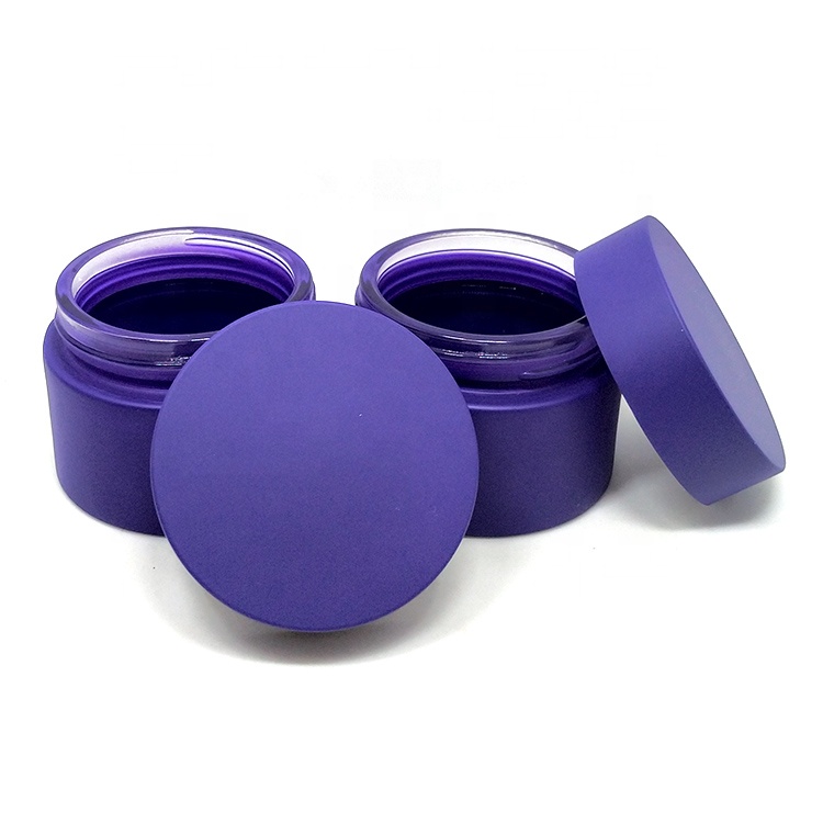 High quality matte purple frosted 15g 30g 50g 2 oz cream cosmetic glass jar with lid