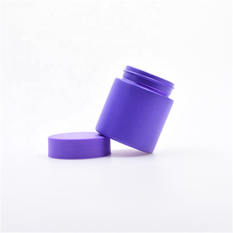 High quality matte violet purple 3oz flower packaging wax round bottle cosmetic jar glass weed jar child resistant glass jar