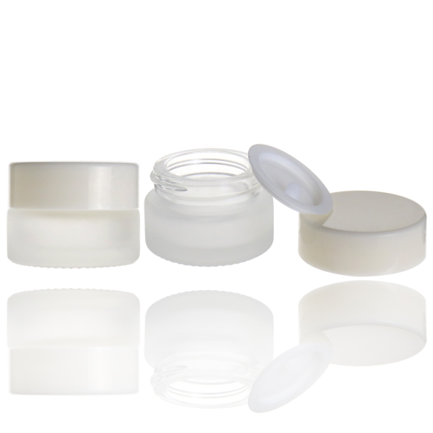 High quality matte white glass 5g cosmetic jar