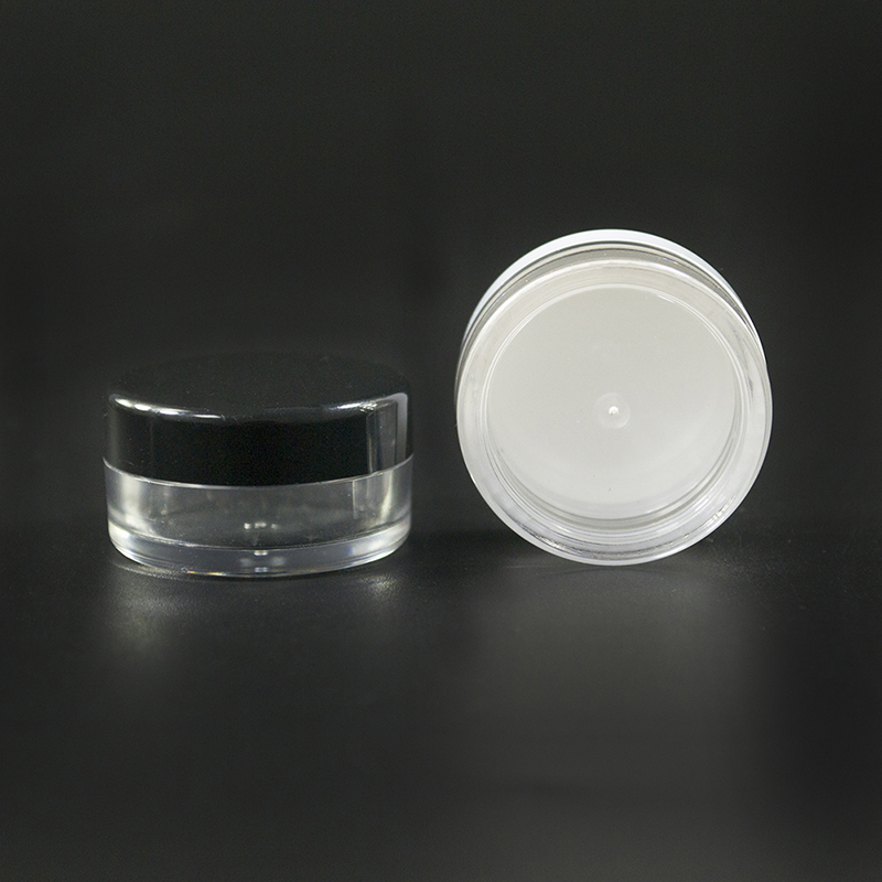 High quality mini round plastic jar 3g 5g clear PS plastic cosmetic cream jar with PP colorful screw lids