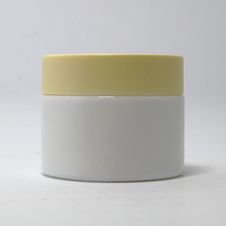 High quality opal white cream jar matte porcelain glass jar with plastic cap