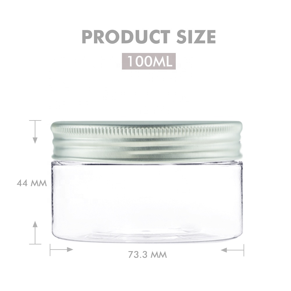 High quality pink 100ml custom plastic jars with aluminum cap cosmetic jars HG 70100 - E - R