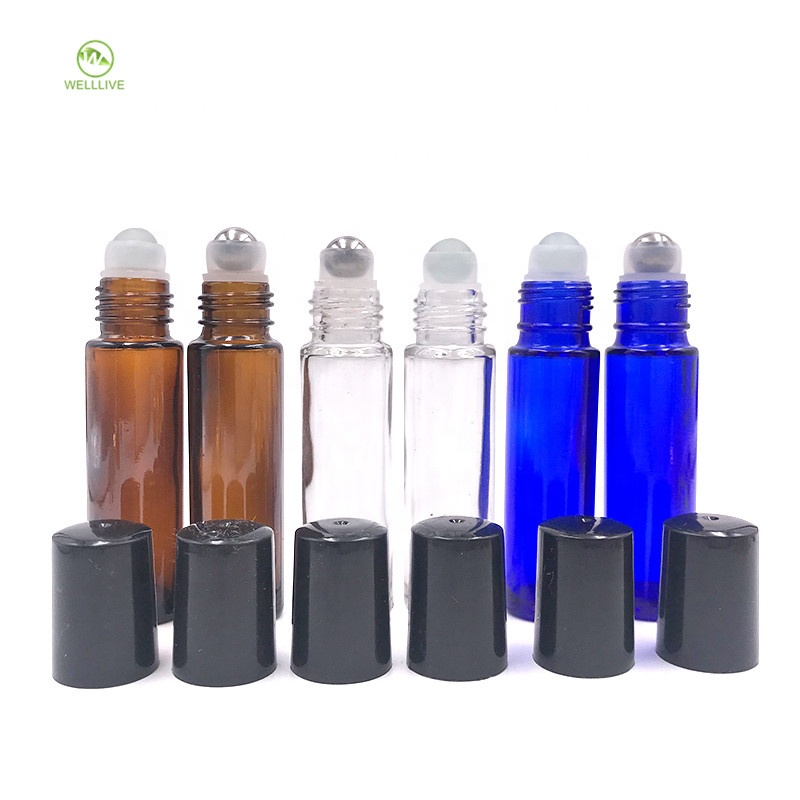 High quality roller Bottle 10ml Clear Essential Oil Glass Can Match Different Color Lids and Rollers bulk stock