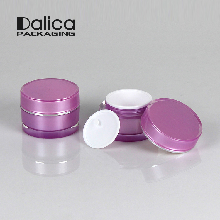 High quality round pink screw lid acrylic 1oz 2oz 4oz cosmetic jar