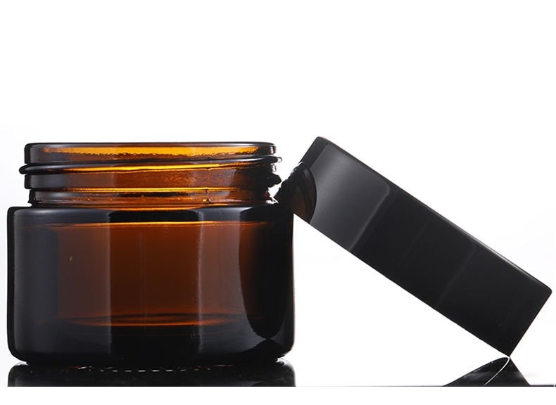 High quality small cosmetic cream round green 30ml 1 oz glass jar with green amber aluminum screw top lid