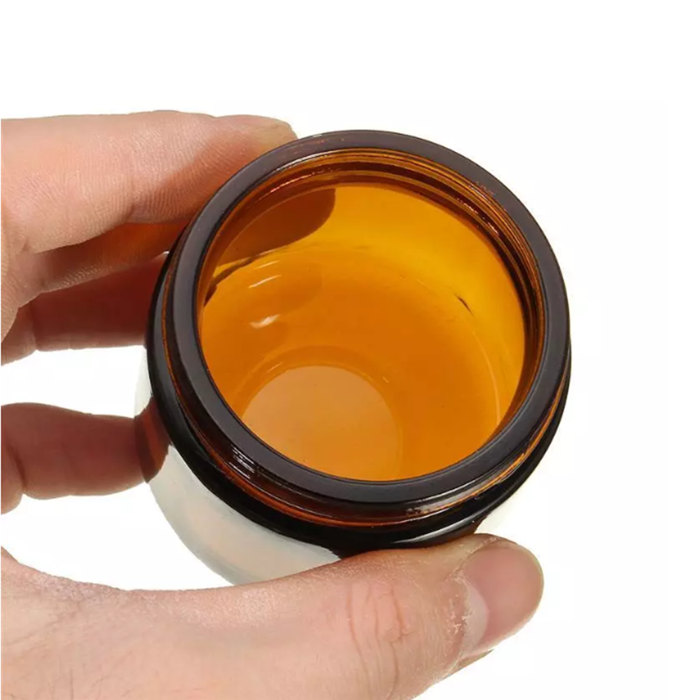 High quality small cosmetic cream round green 30ml 1 oz glass jar with green amber aluminum screw top lid