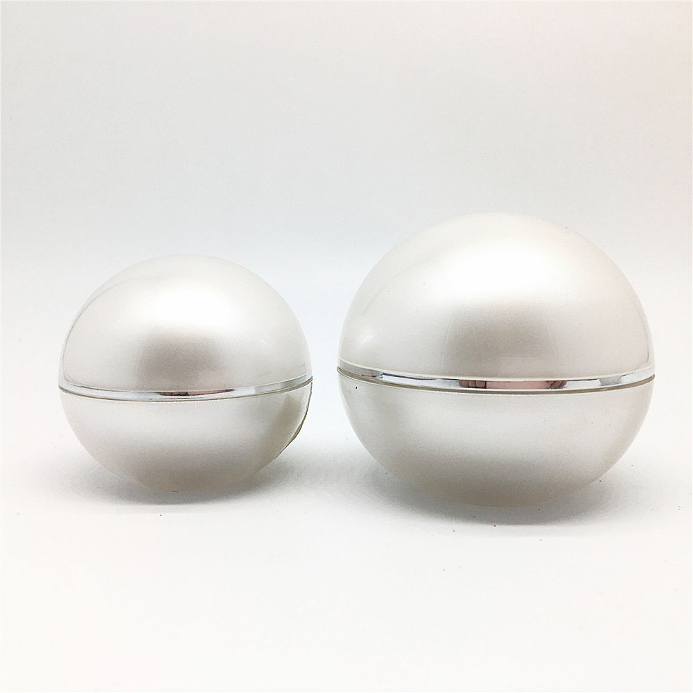 High quality soft touch Cosmetic acrylic ball cream jar luxury white 15g 30g