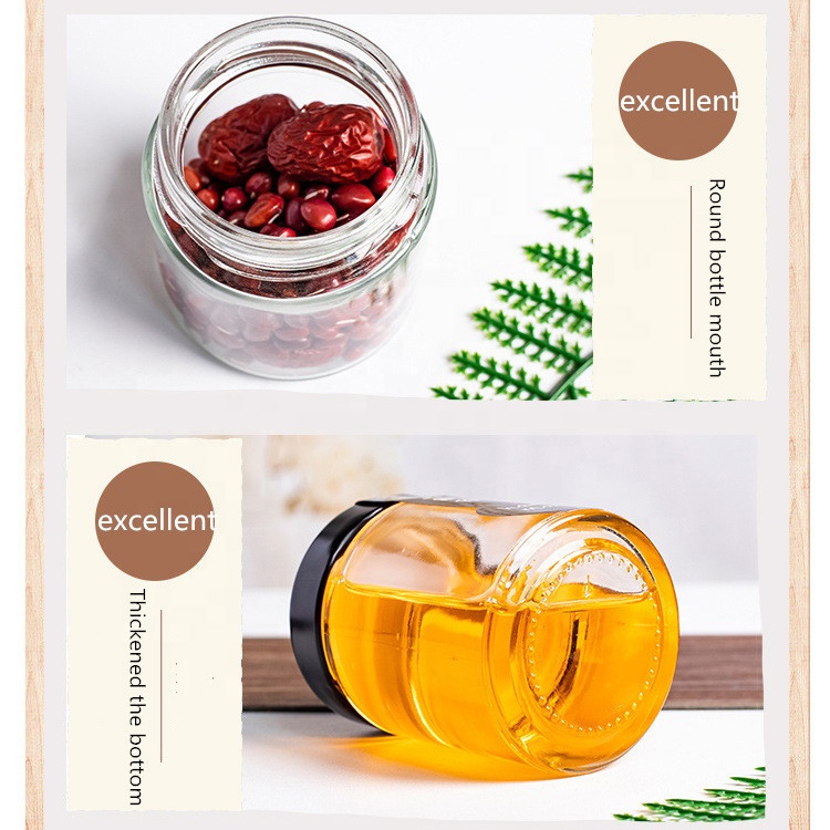 High quality square and round airtight storage glass jar with metal lid for jam
