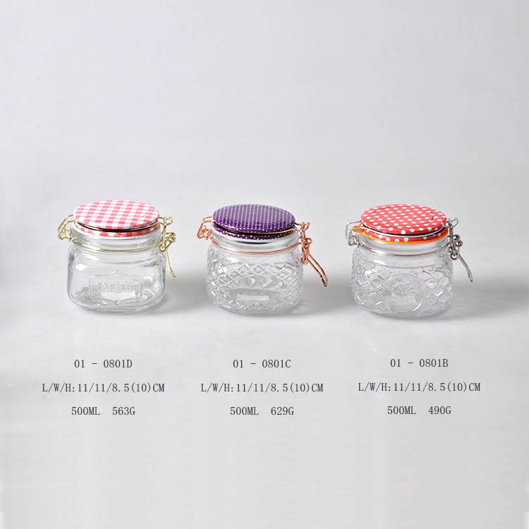 High quality square food vacuum safe glass storage jars with metal clip lid