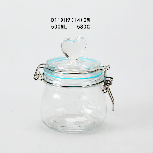 High quality square food vacuum safe glass storage jars with metal clip lid