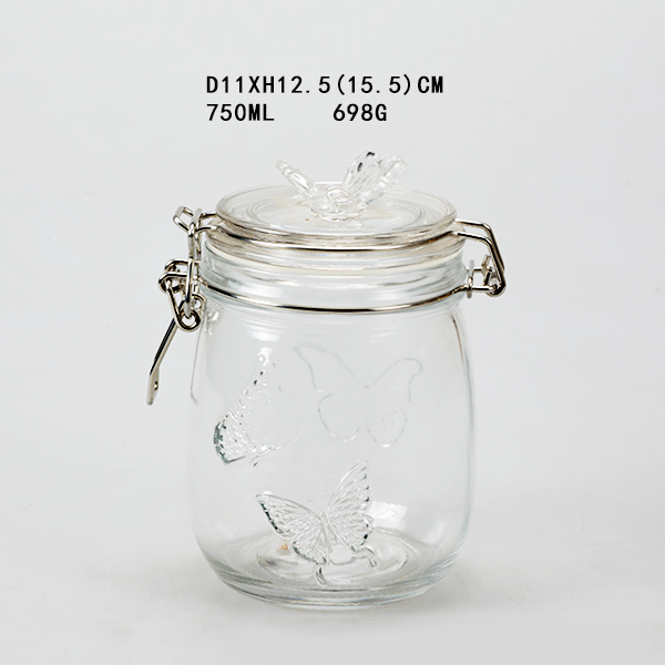 High quality square food vacuum safe glass storage jars with metal clip lid