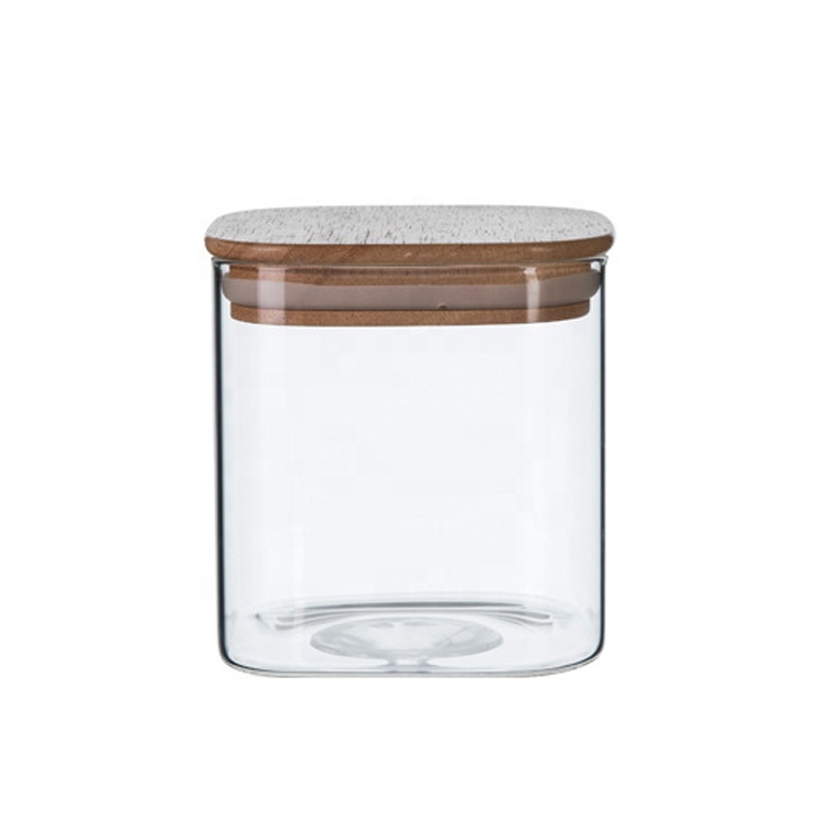 High quality square glass jars transparent big glass jars and containers square