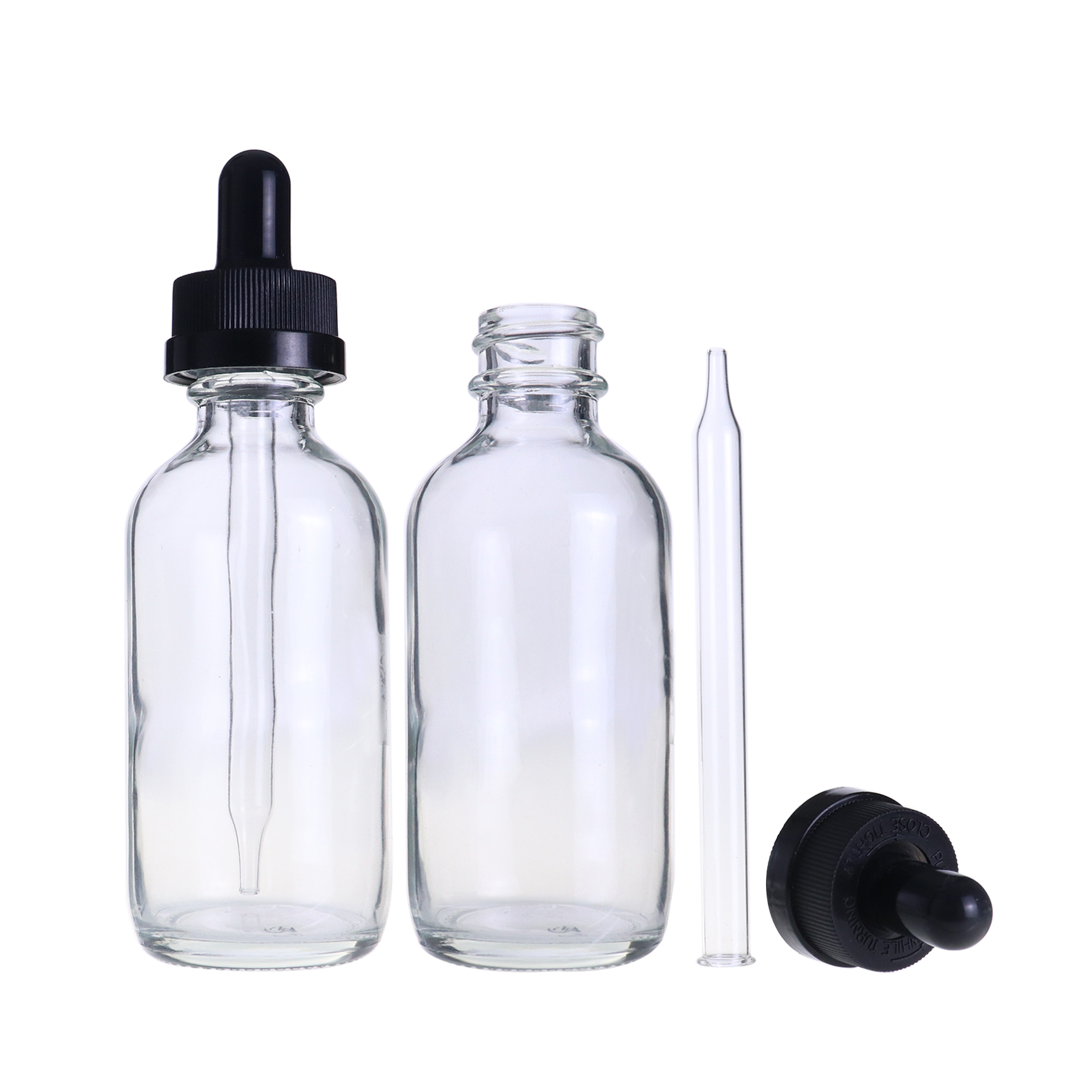 High quality supplier clear boston 2oz essential oil bottle dropper 60ml for serum