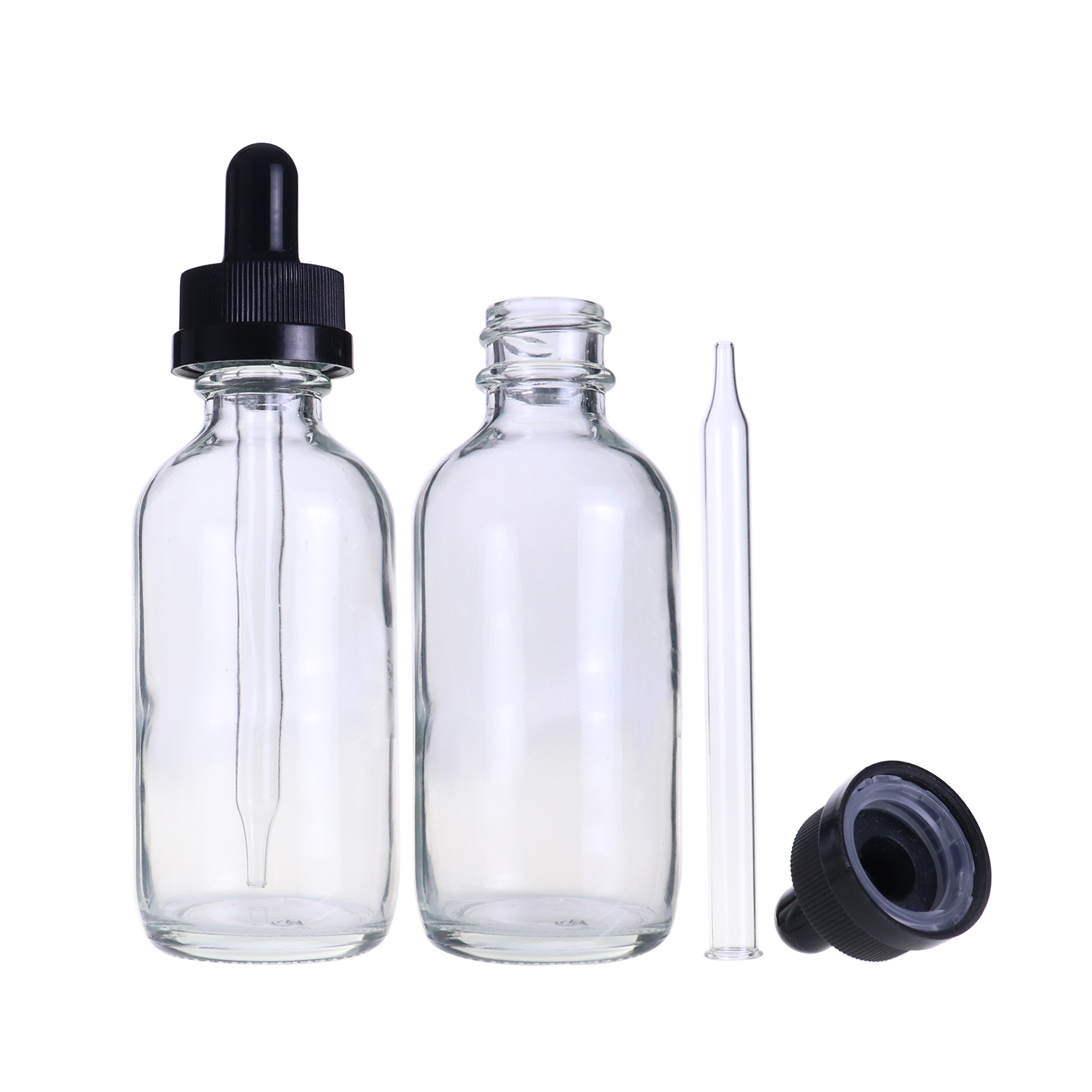 High quality supplier clear boston 2oz essential oil bottle dropper 60ml for serum