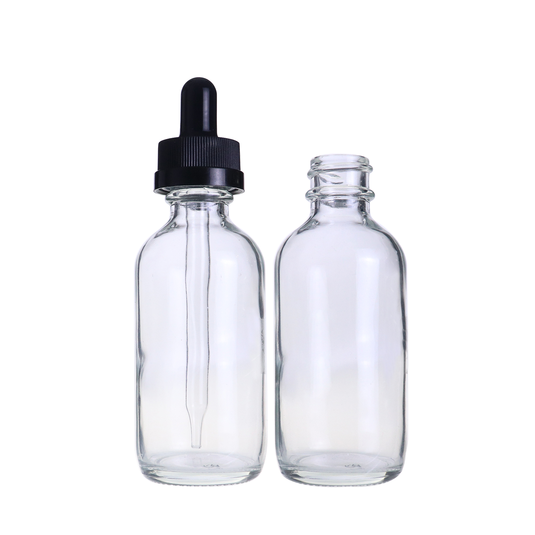 High quality supplier clear boston 2oz essential oil bottle dropper 60ml for serum