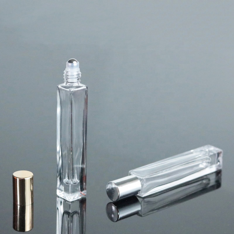 High quality thick bottom roll on perfume bottle 10ml tall square glass roller bottle (NRB23)