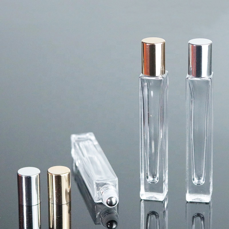 High quality thick bottom roll on perfume bottle 10ml tall square glass roller bottle (NRB23)