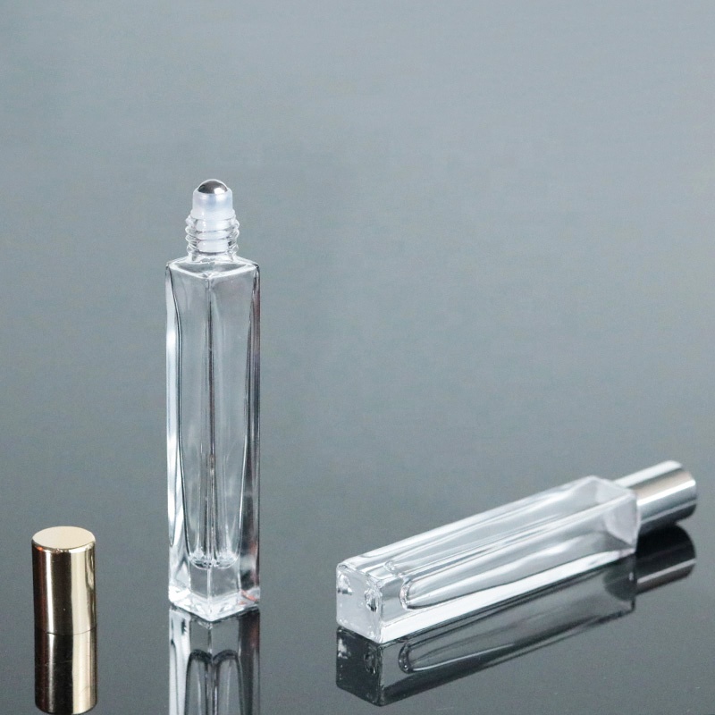 High quality thick bottom roll on perfume bottle 10ml tall square glass roller bottle (NRB23)